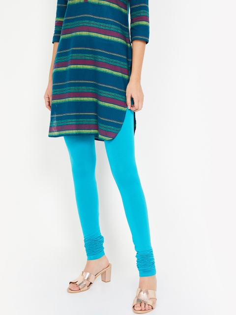 

Melange by Lifestyle Women Turquoise Blue Solid Slim Fit Churidar Leggings