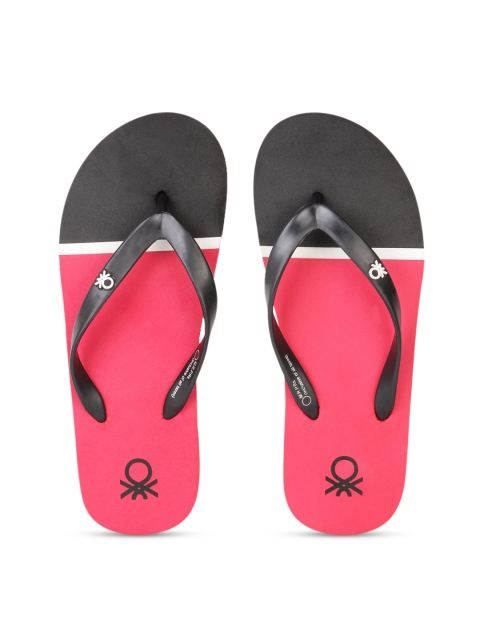 

United Colors of Benetton Men Red & Black Printed Thong Flip-Flops