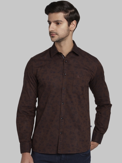 

Parx Men Coffee Brown & Black Slim Fit Printed Casual Shirt