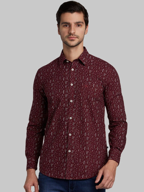 

Parx Men Maroon Slim Fit Printed Casual Shirt
