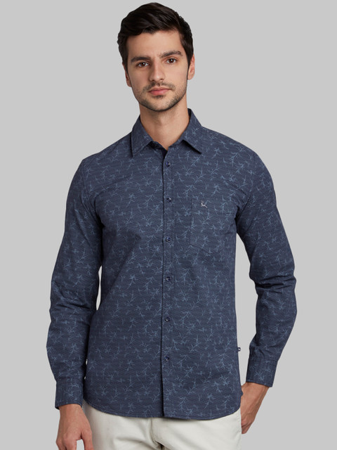

Parx Men Blue Slim Fit Printed Casual Shirt