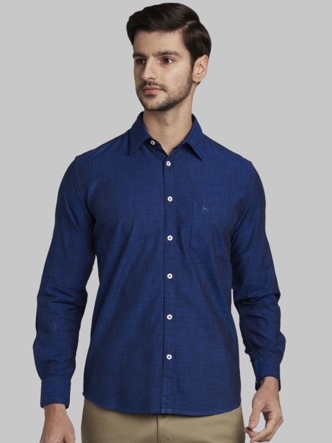 

Parx Men Blue Slim Fit Self Design Casual Shirt