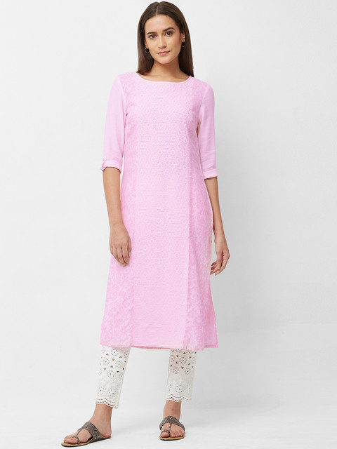 

Naari Women Pink Printed Straight Kurta