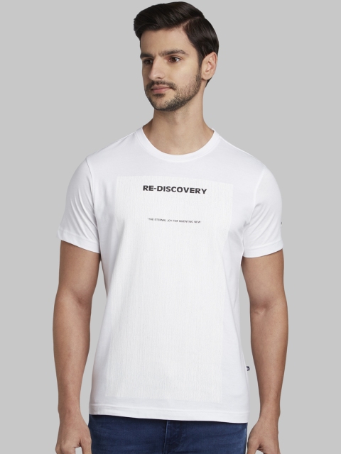 

Parx Men White Printed Round Neck T-shirt