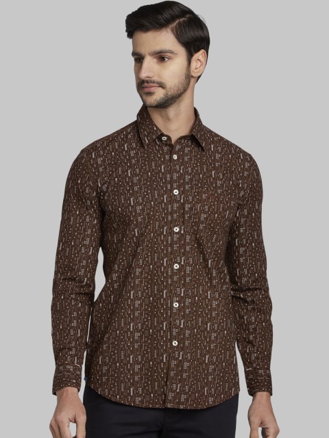 

Parx Men Brown & White Slim Fit Printed Casual Shirt