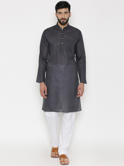 

Wintage Men Navy Blue & White Solid Kurta with Pyjamas