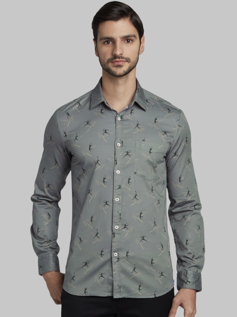 

Parx Men Grey Slim Fit Printed Casual Shirt