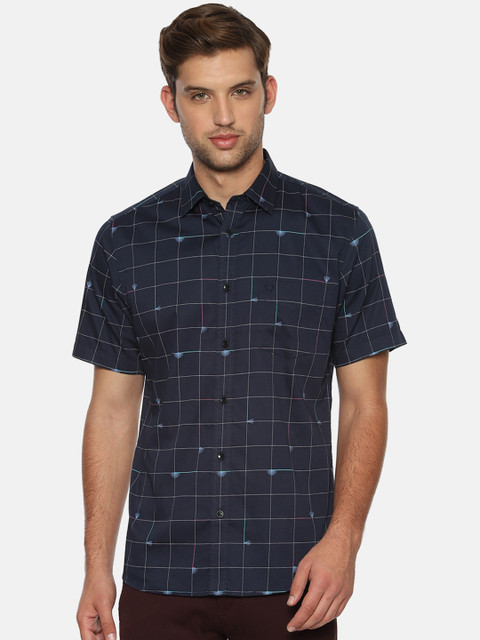 

Allen Solly Men Navy Blue Slim Fit Checked Casual Shirt