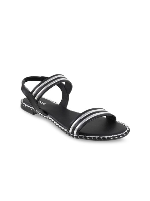 

Mochi Women Black Solid Open Toe Flats