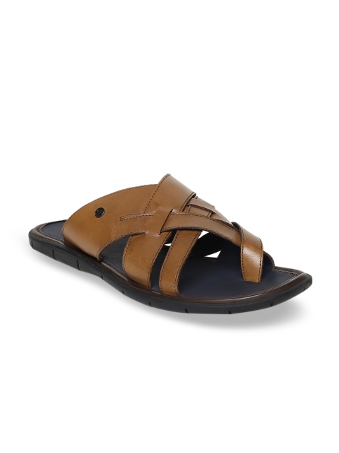 

GABICCI Men Tan Brown Leather Comfort Sandals