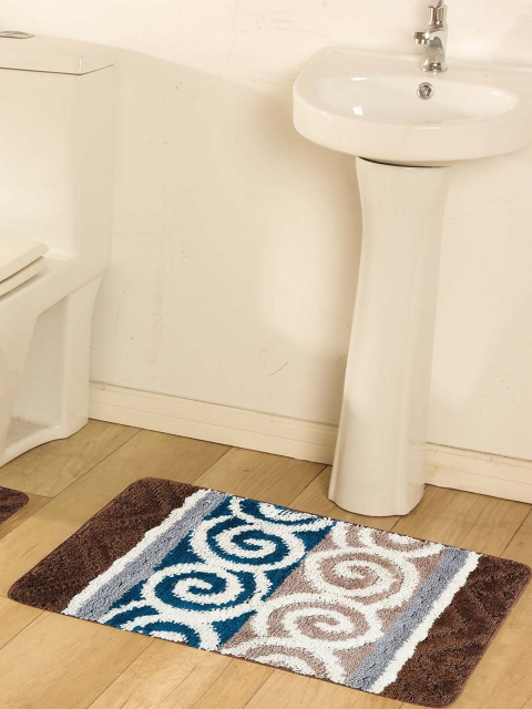 

OBSESSIONS Multicoloured Microfiber Polyester Anti-Slip Bath Rug, Multi