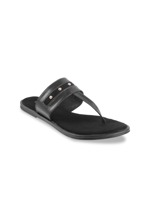 

Mochi Women Black Solid T-Strap Flats