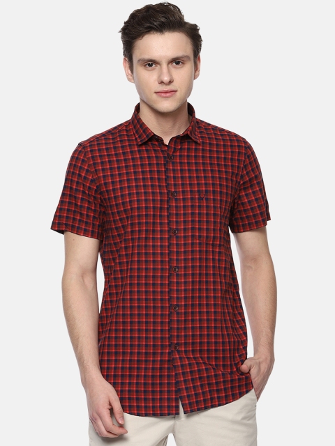 

Allen Solly Men Red & Navy Blue Slim Fit Checked Casual Shirt