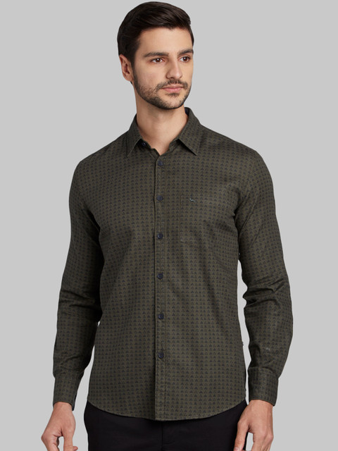 

Parx Men Green Slim Fit Printed Casual Shirt