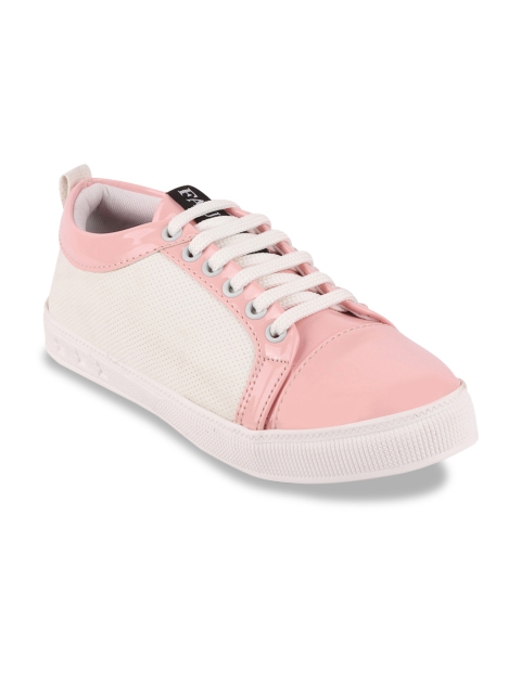 

FAUSTO Women White and Pink Lightweight Colourblocked Sneakers