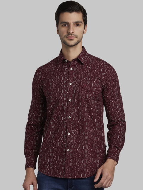 

Parx Men Maroon Slim Fit Printed Casual Shirt