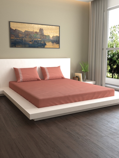 

MARK HOME Magenta Solid 400 TC Cotton 1 King Bedsheet with 2 Pillow Covers