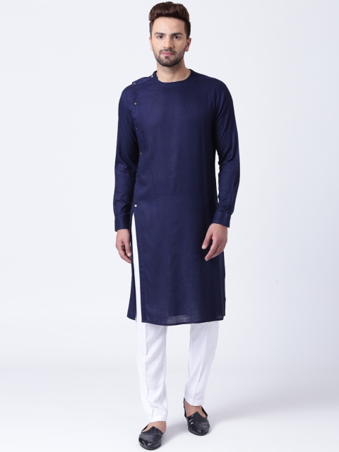 

I Know Men Navy Blue Solid Kurta with Pyjamas