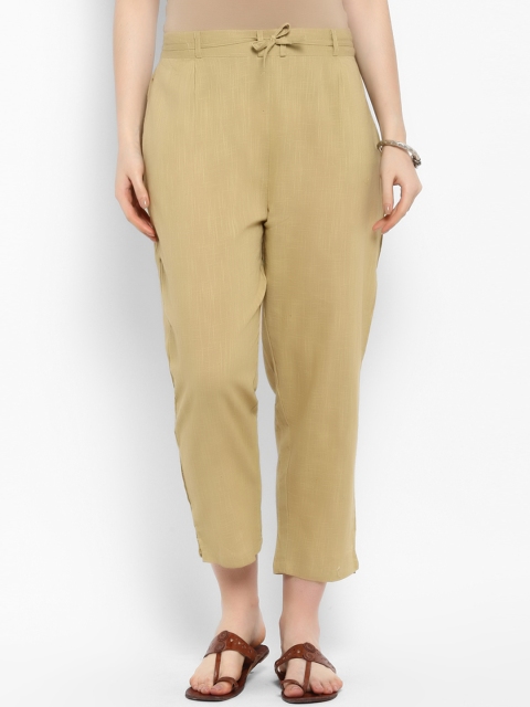 

ETHNIC STREET Women Beige Slim Fit Solid Peg Trousers