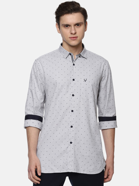 

Allen Solly Men Grey Slim Fit Self Design Casual Shirt
