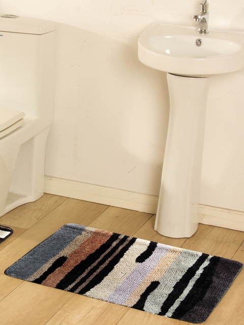 

OBSESSIONS Multicoloured Microfiber Polyester Anti-Slip Bath Rug, Multi