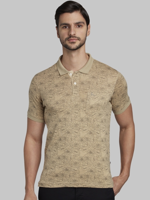 

Parx Men Beige Printed Polo Collar T-shirt