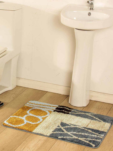 

OBSESSIONS Multicoloured Microfiber Polyester Anti-Slip Bath Rug, Multi