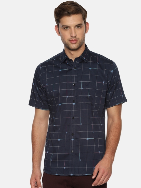 

Allen Solly Men Navy Blue Slim Fit Checked Casual Shirt