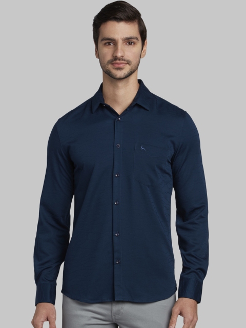 

Parx Men Blue Slim Fit Self Design Casual Shirt