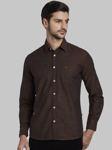 

Parx Men Brown Slim Fit Self Design Casual Shirt