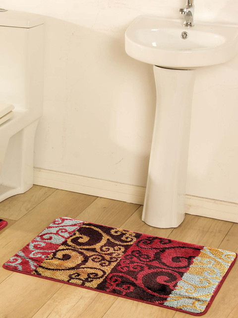 

OBSESSIONS Multicoloured Microfiber Polyester Anti-Slip Bath Rug, Multi