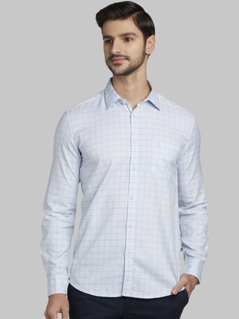 

Parx Men Blue Slim Fit Checked Casual Shirt