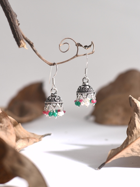 

Silverholic Silver-Toned Sterling Silver Dome Shaped Jhumkas