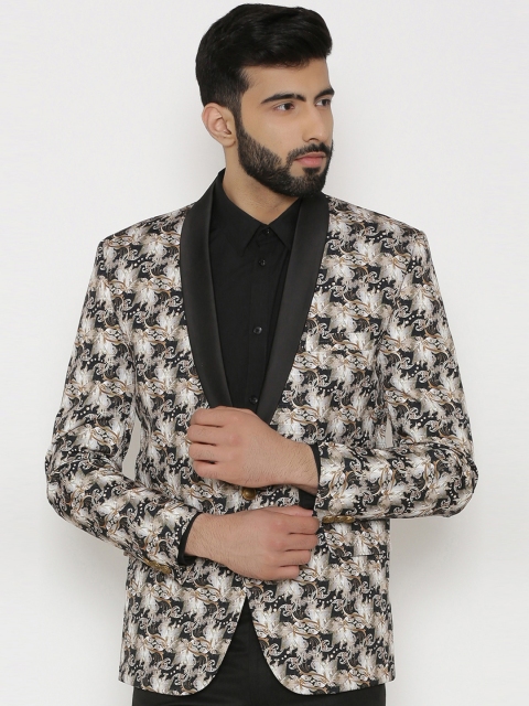

Wintage Men Multicoloured Printed Regular Fit Tuxedo Blazer, Multi