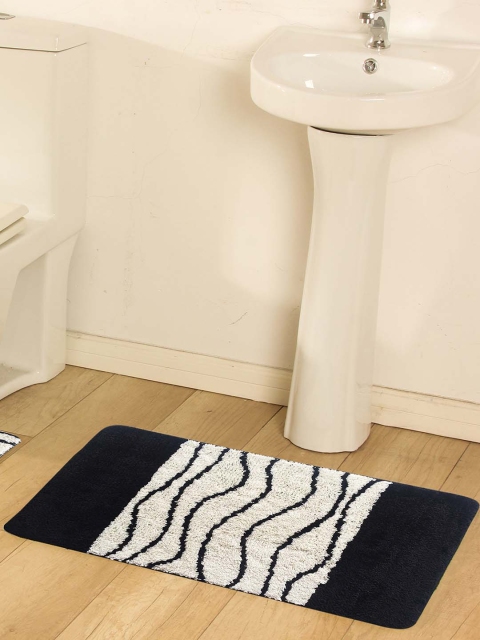 

OBSESSIONS Grey & Black Microfiber Polyester Anti-Slip Bath Rug