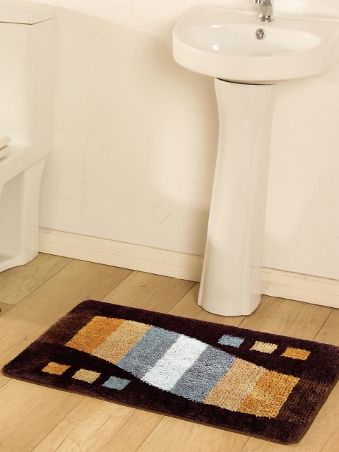 

OBSESSIONS Multicoloured Microfiber Polyester Anti-Slip Bath Rug, Multi