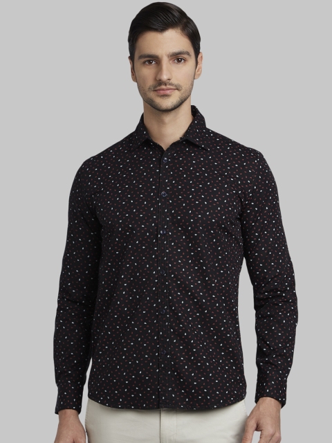 

Parx Men Black Slim Fit Printed Casual Shirt