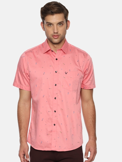 

Allen Solly Men Pink Slim Fit Printed Casual Shirt