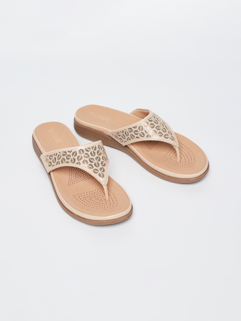 CODE by Lifestyle Women Cream-Coloured Solid Open Toe Flats
