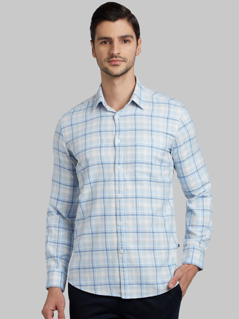 

Parx Men Blue Slim Fit Checked Casual Shirt