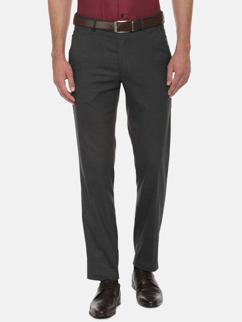 

Van Heusen Men Grey Slim Fit Solid Formal Trousers