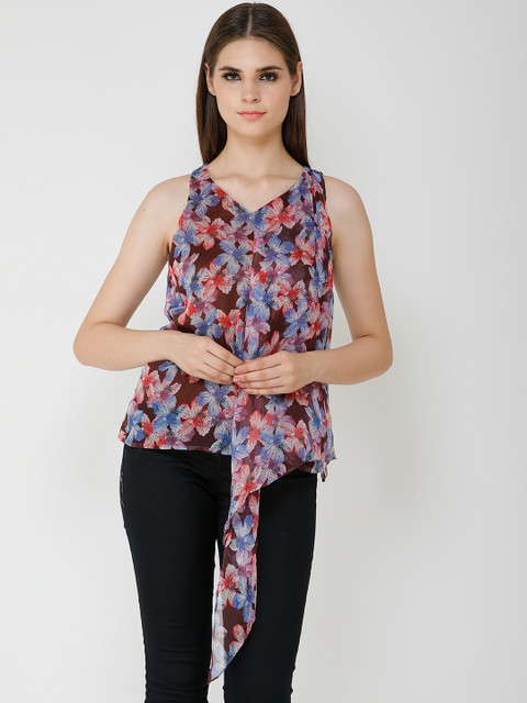 

Cation Women Maroon Printed A-Line Top