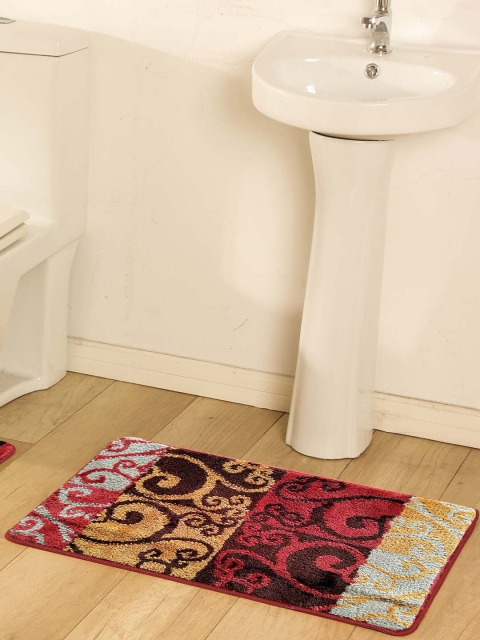 

OBSESSIONS Multicoloured Microfiber Polyester Anti-Slip Bath Rug, Multi