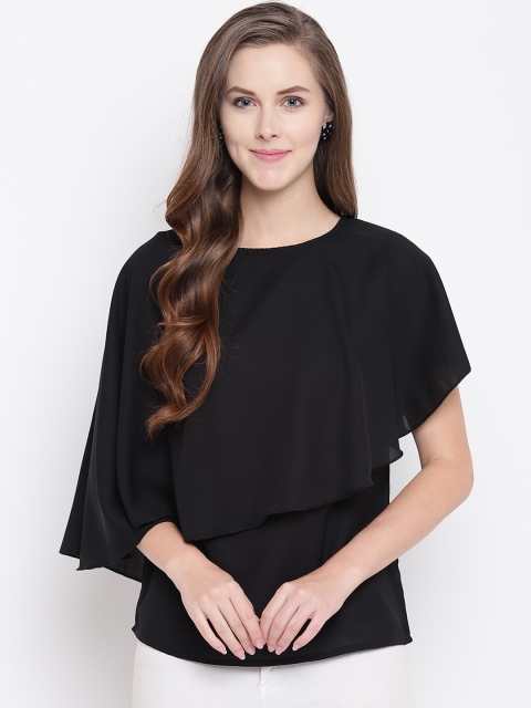 

RIVI Women Black Solid Cape Top