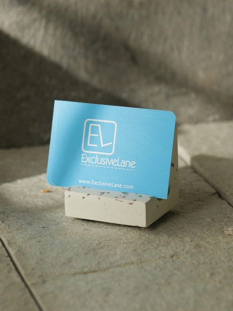 

ExclusiveLane 'The Silvery Essentials' Handcrafted Card Holder Cum Mobile Stand In Concrete, White