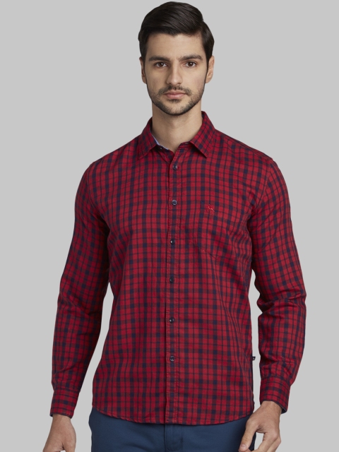 

Parx Men Red Slim Fit Checked Casual Shirt