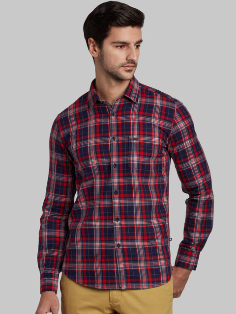 

Parx Men Red Slim Fit Checked Casual Shirt