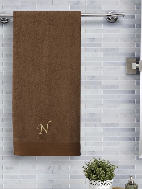 

MASPAR Unisex Brown Solid 550GSM Monogrammed Cotton Bath Towel