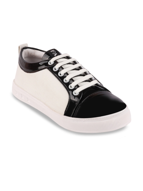 

FAUSTO Women Black and White Lightweight Colourblocked Sneakers