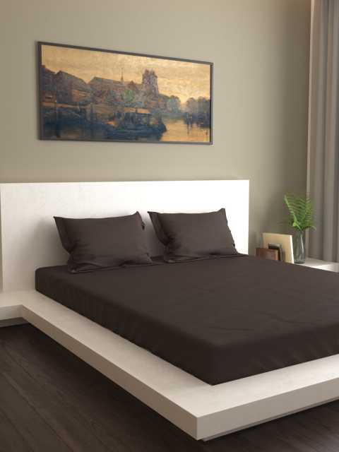 

MARK HOME Brown Solid 400 TC Cotton 1 King Bedsheet with 2 Pillow Covers